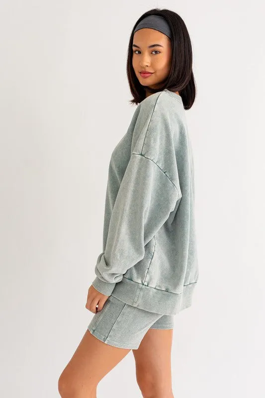 LE LIS Washed Oversized Pullover