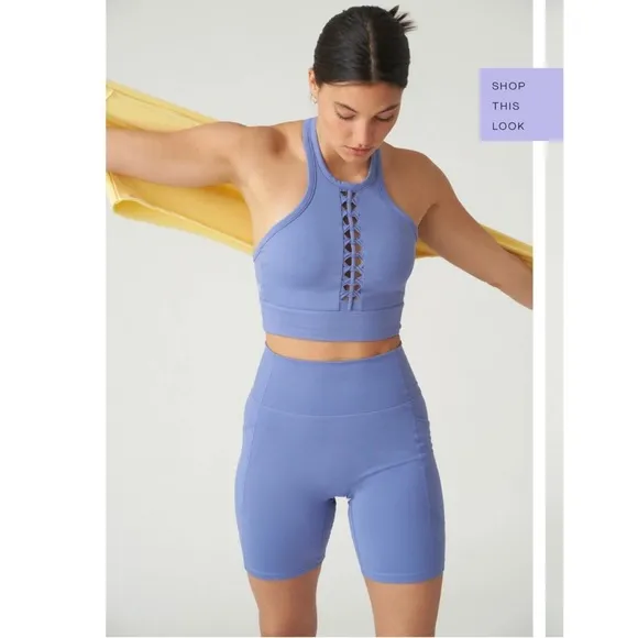 Le Ore Lucca Set: Smokey Amethyst High Rise Pocket Short   Racer Back Bra $136