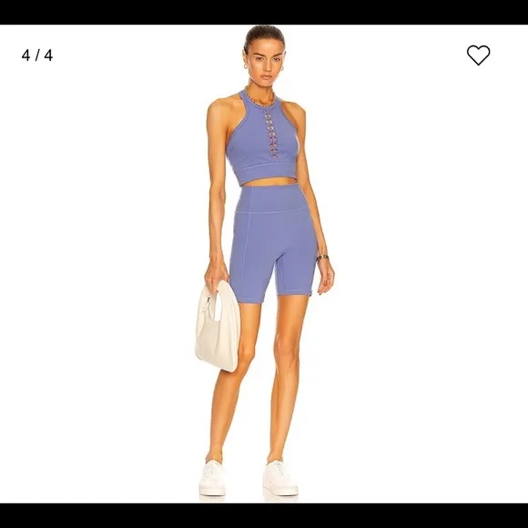 Le Ore Lucca Set: Smokey Amethyst High Rise Pocket Short   Racer Back Bra $136