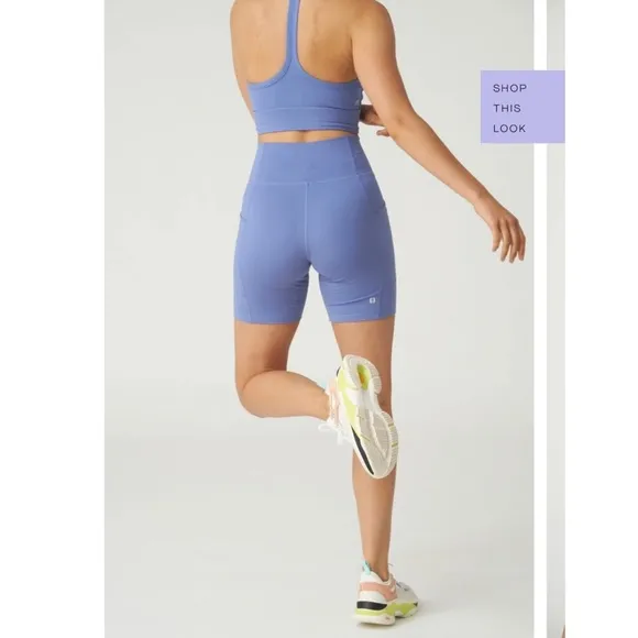 Le Ore Lucca Set: Smokey Amethyst High Rise Pocket Short   Racer Back Bra $136
