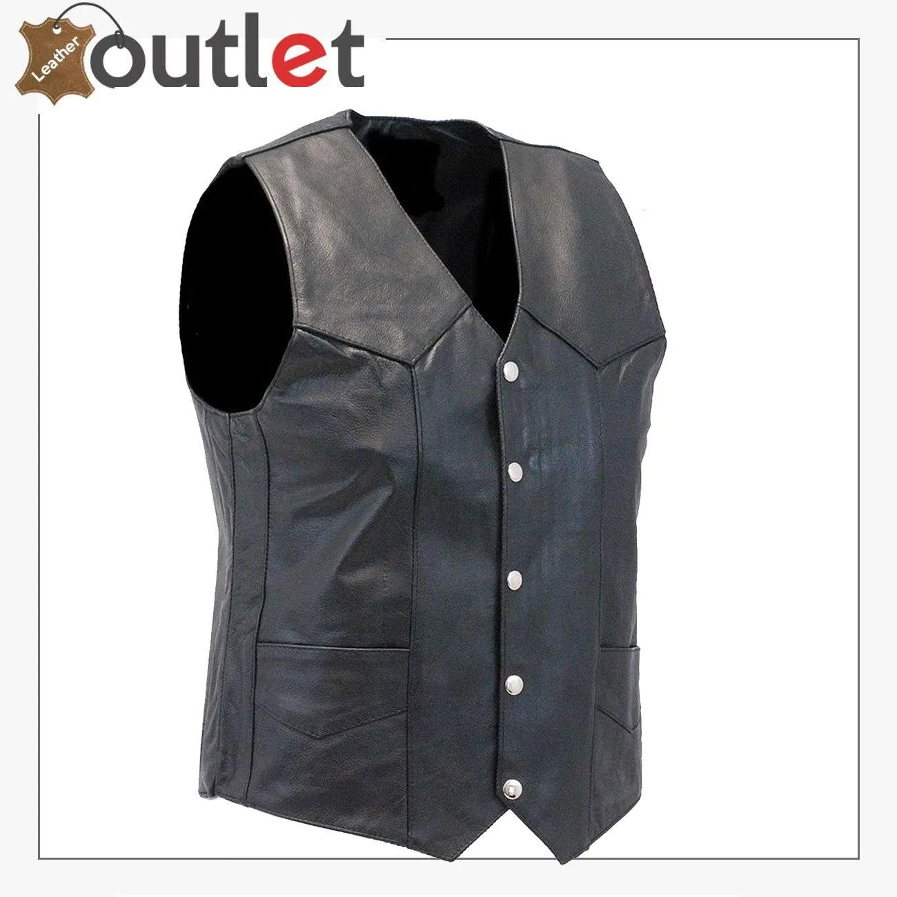 Leather Black Motorcycle Fashion Vest