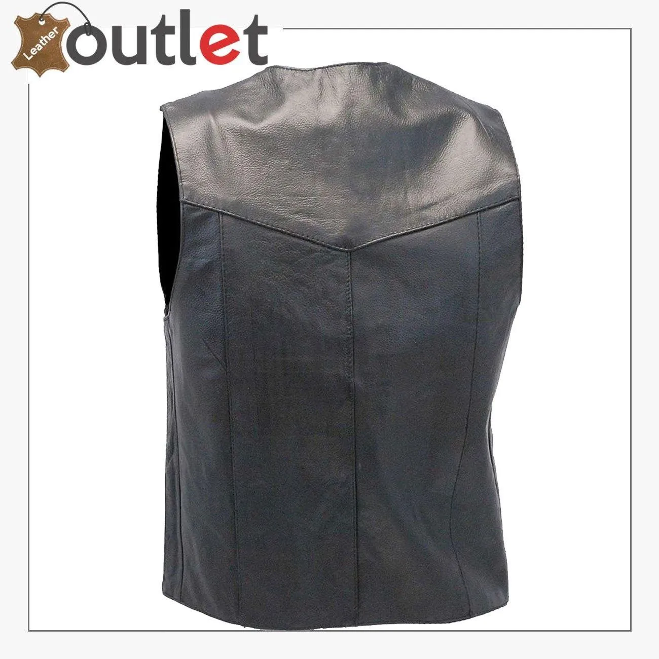 Leather Black Motorcycle Fashion Vest