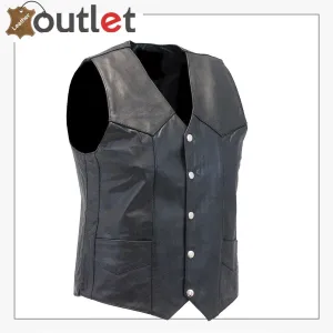 Leather Black Motorcycle Fashion Vest