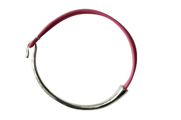 Leather Wrap Bracelet - Silver