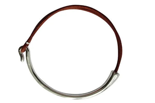 Leather Wrap Bracelet - Silver