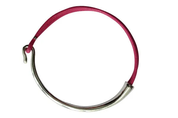 Leather Wrap Bracelet - Silver