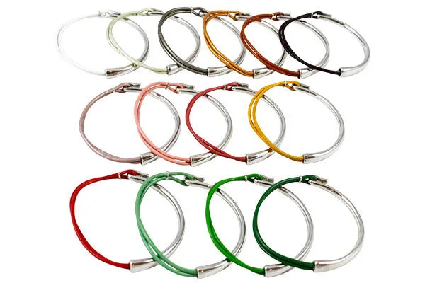 Leather Wrap Bracelet - Silver