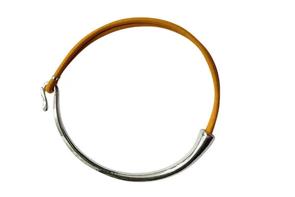 Leather Wrap Bracelet - Silver