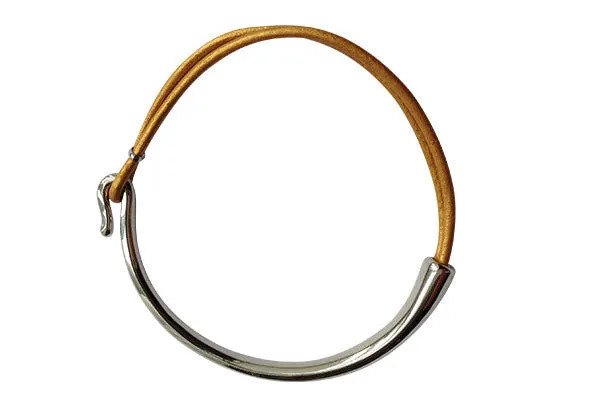 Leather Wrap Bracelet - Silver