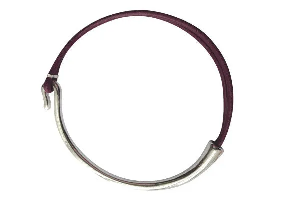 Leather Wrap Bracelet - Silver