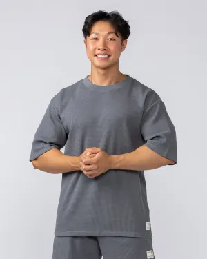 Lee Lem Short Boxy Waffle Tee -  Platinum Grey