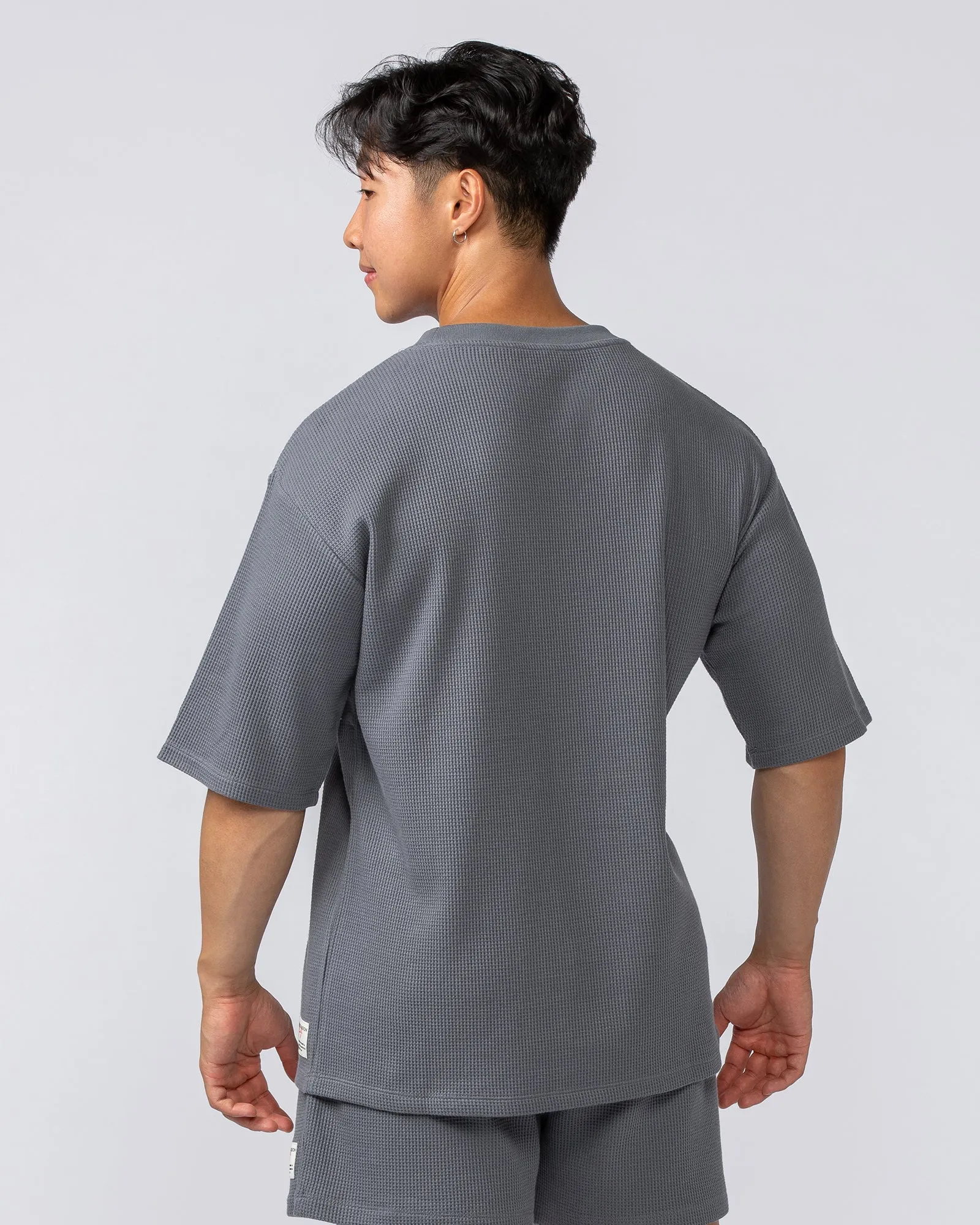 Lee Lem Short Boxy Waffle Tee -  Platinum Grey