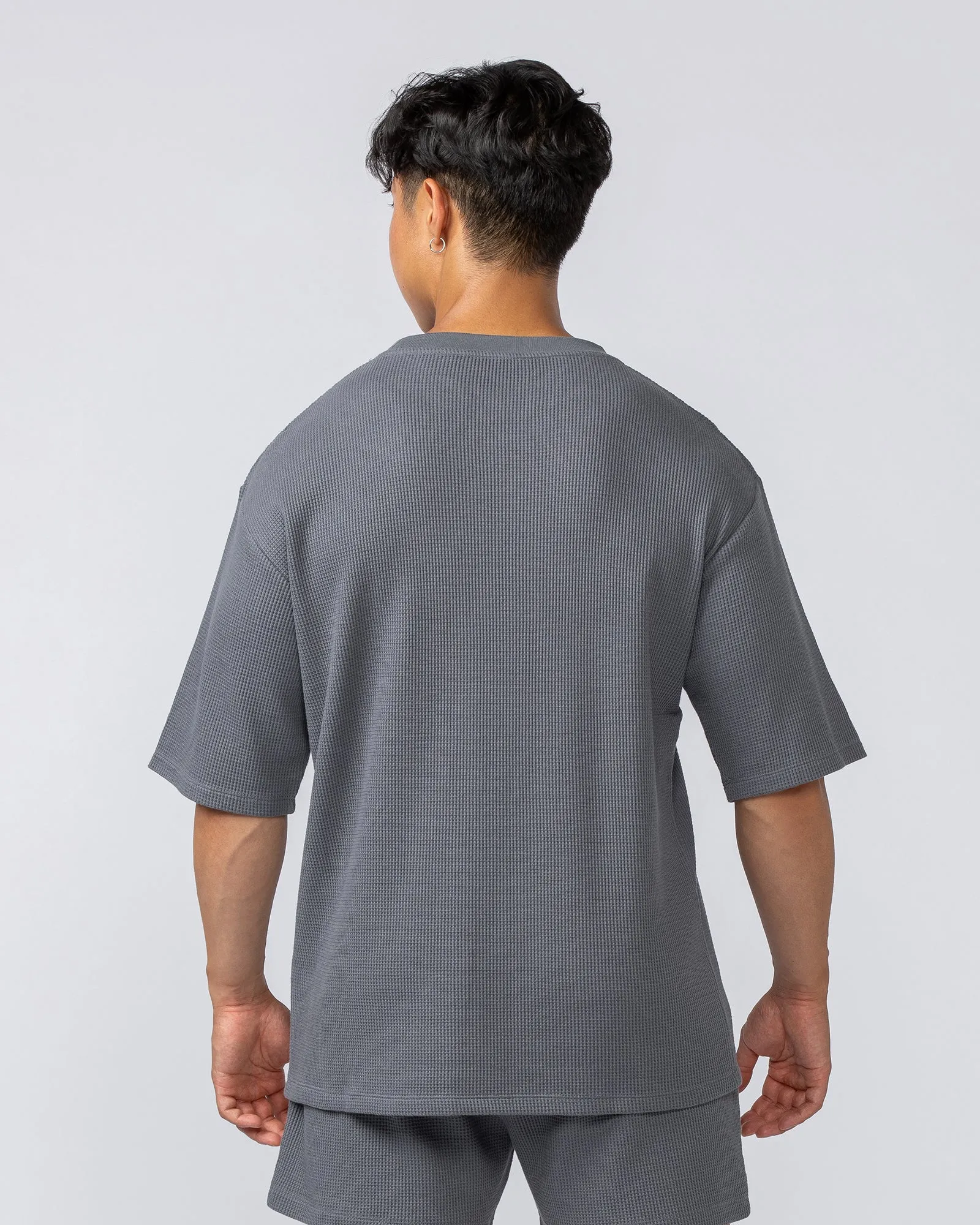 Lee Lem Short Boxy Waffle Tee -  Platinum Grey