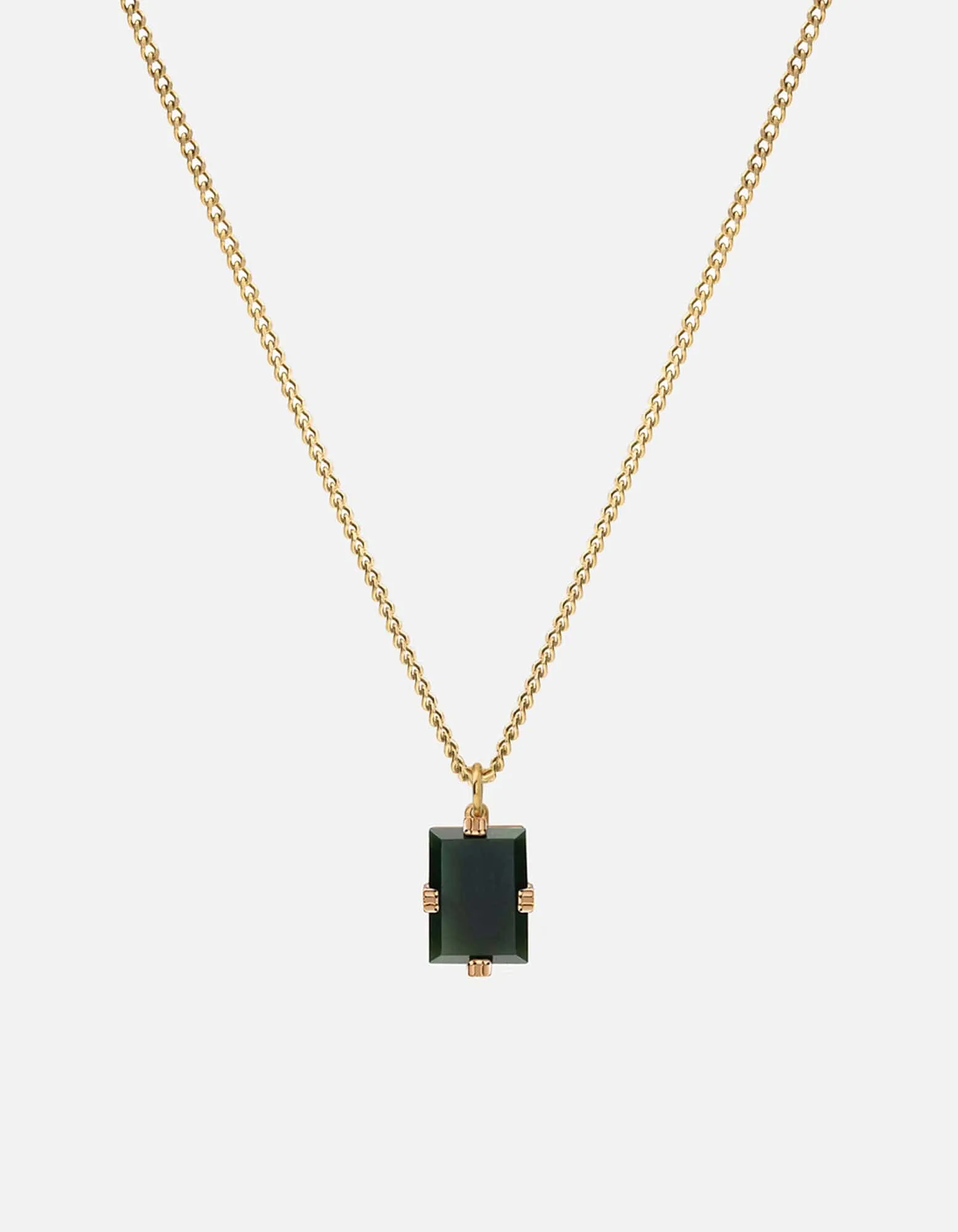 Lennox Green Agate Necklace, Gold Vermeil