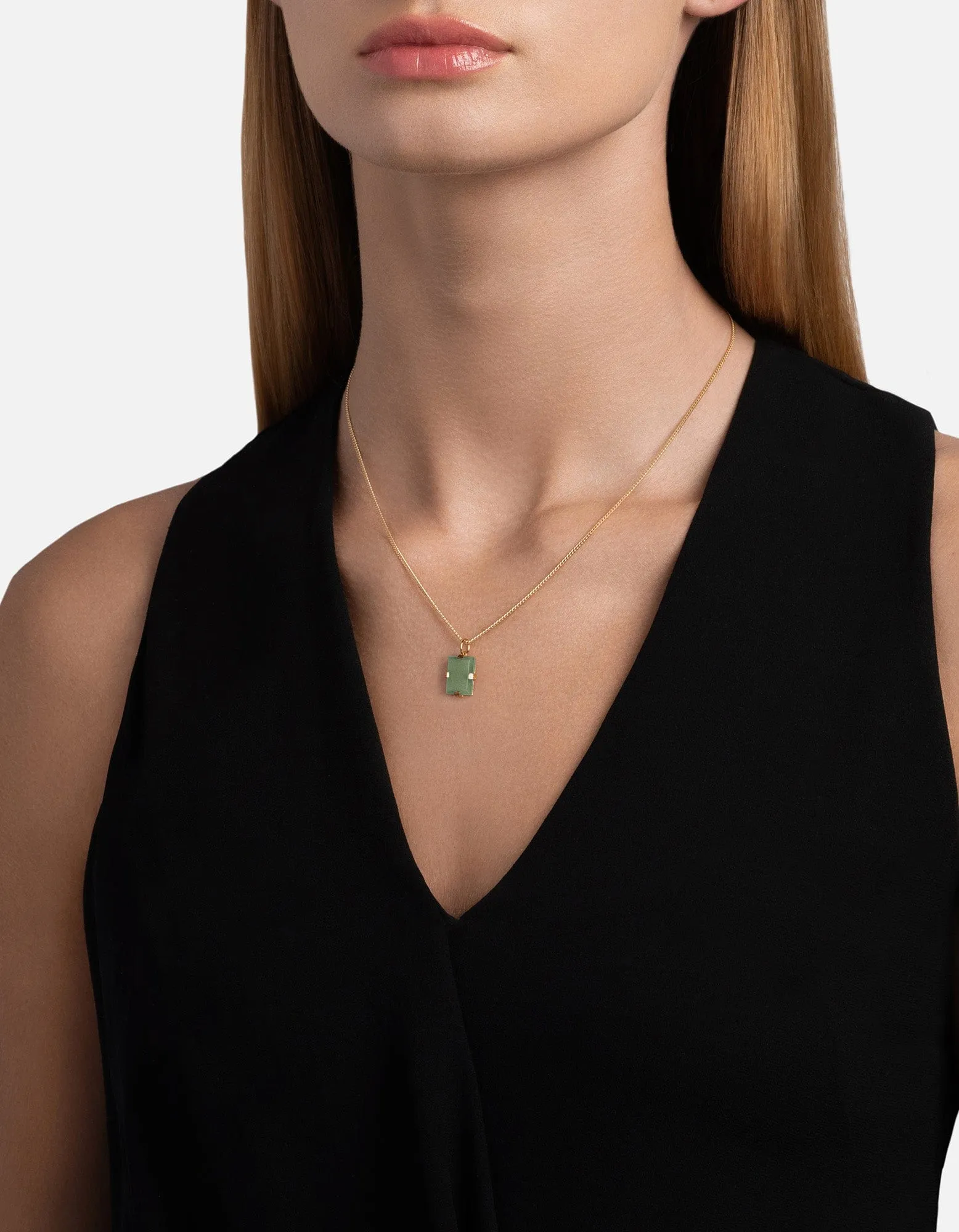Lennox Jasper Green Necklace, 14k Gold