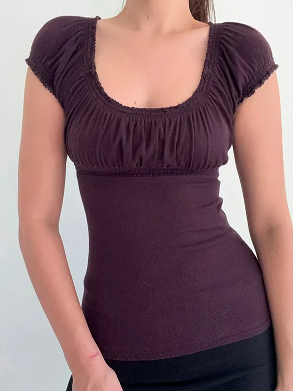 Lila Vintage Kurzarm Shirt