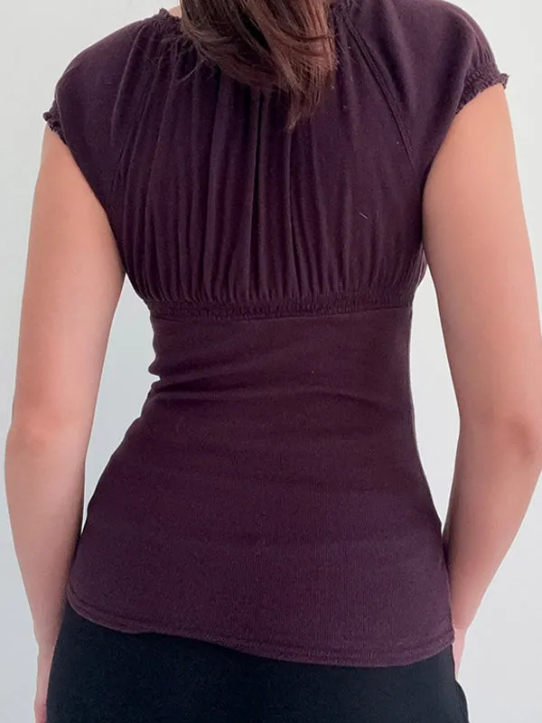 Lila Vintage Kurzarm Shirt