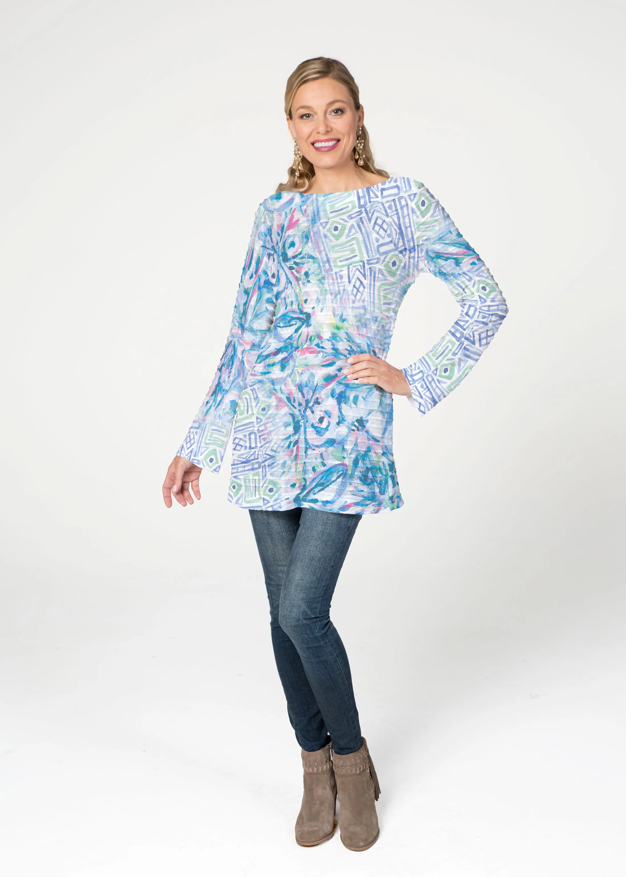 Lilly (17234) ~ Banded Boatneck Tunic