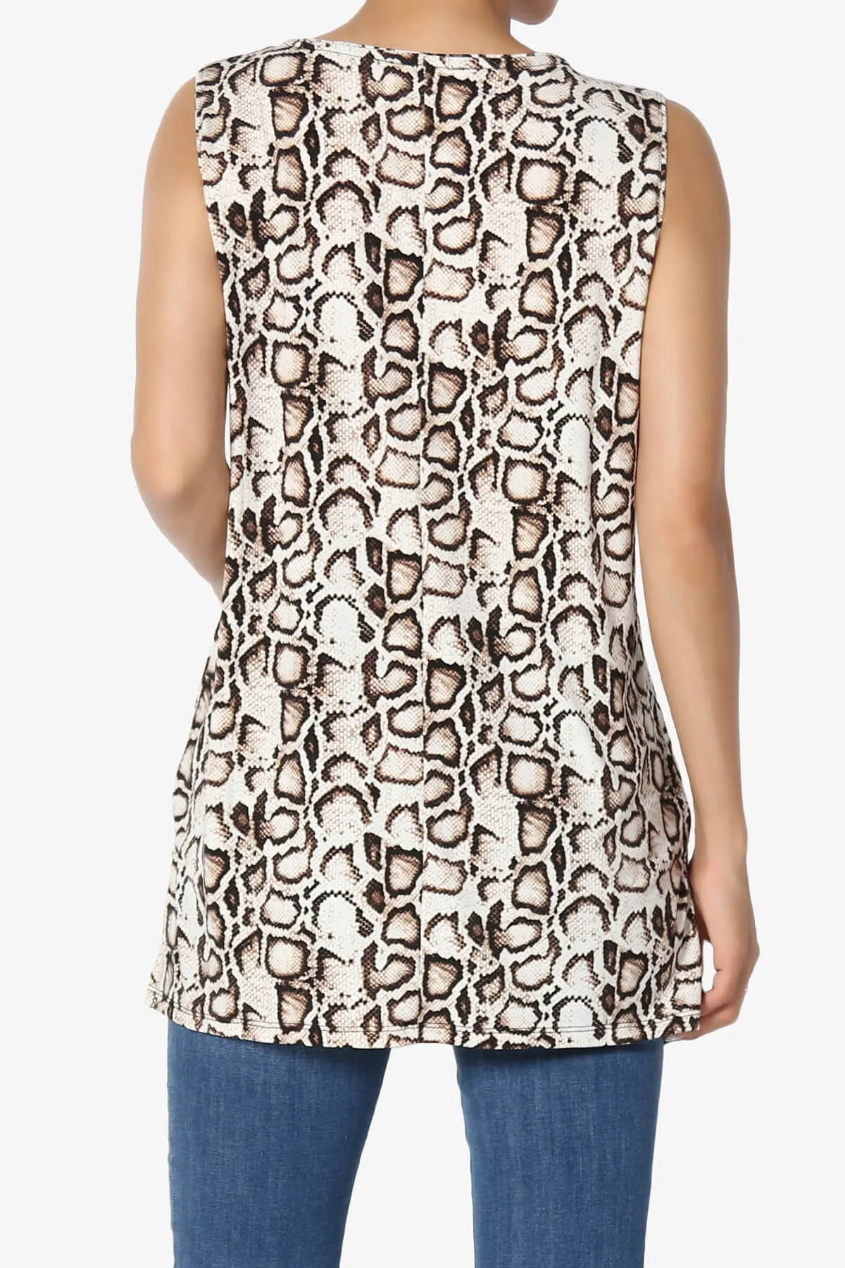 Lilly Snake Print Side Slit Fluid Knit Tank Top