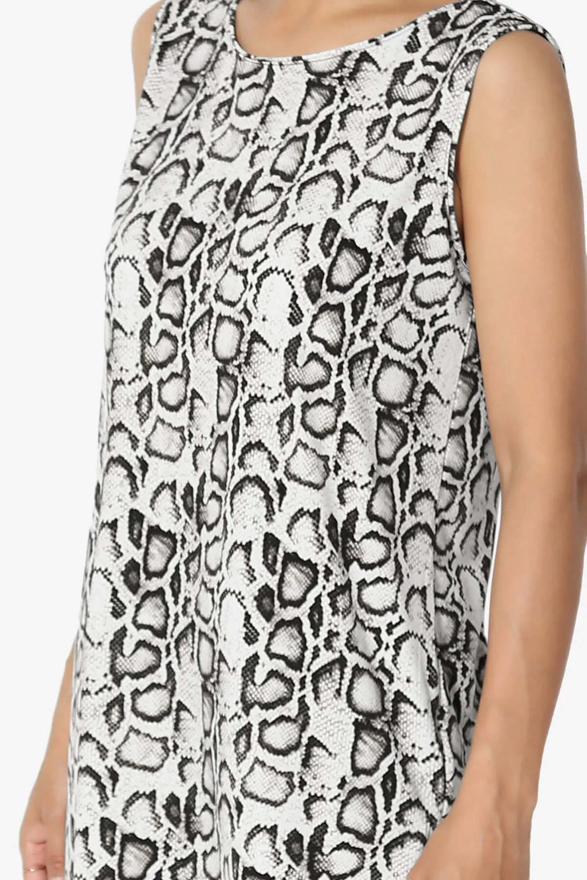 Lilly Snake Print Side Slit Fluid Knit Tank Top