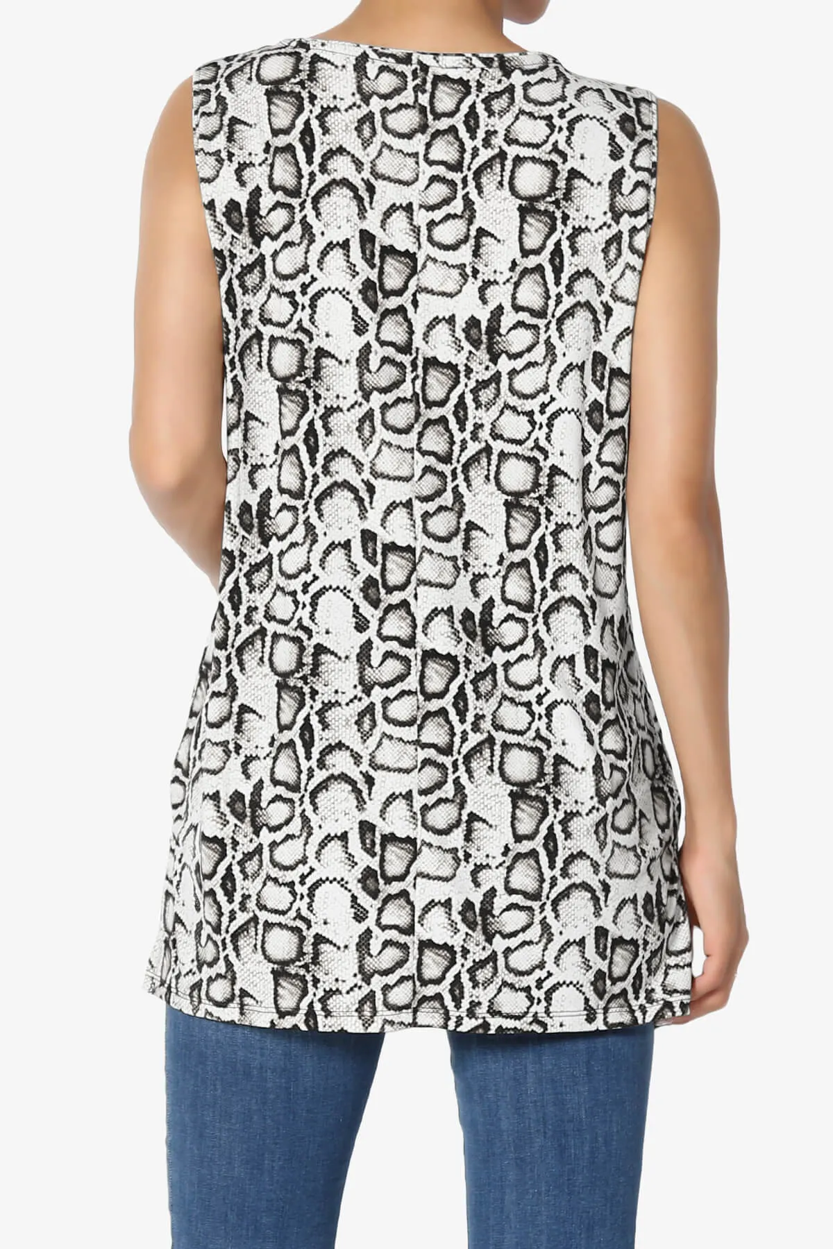 Lilly Snake Print Side Slit Fluid Knit Tank Top