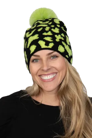 Lime & Black Knitted Hat