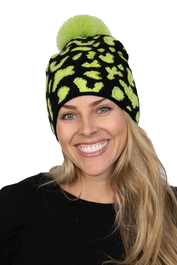 Lime & Black Knitted Hat
