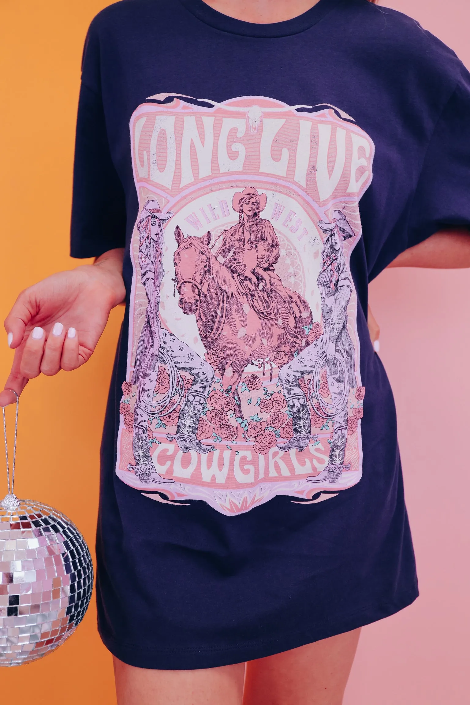 Long Live Cowgirl Graphic Tee - Navy