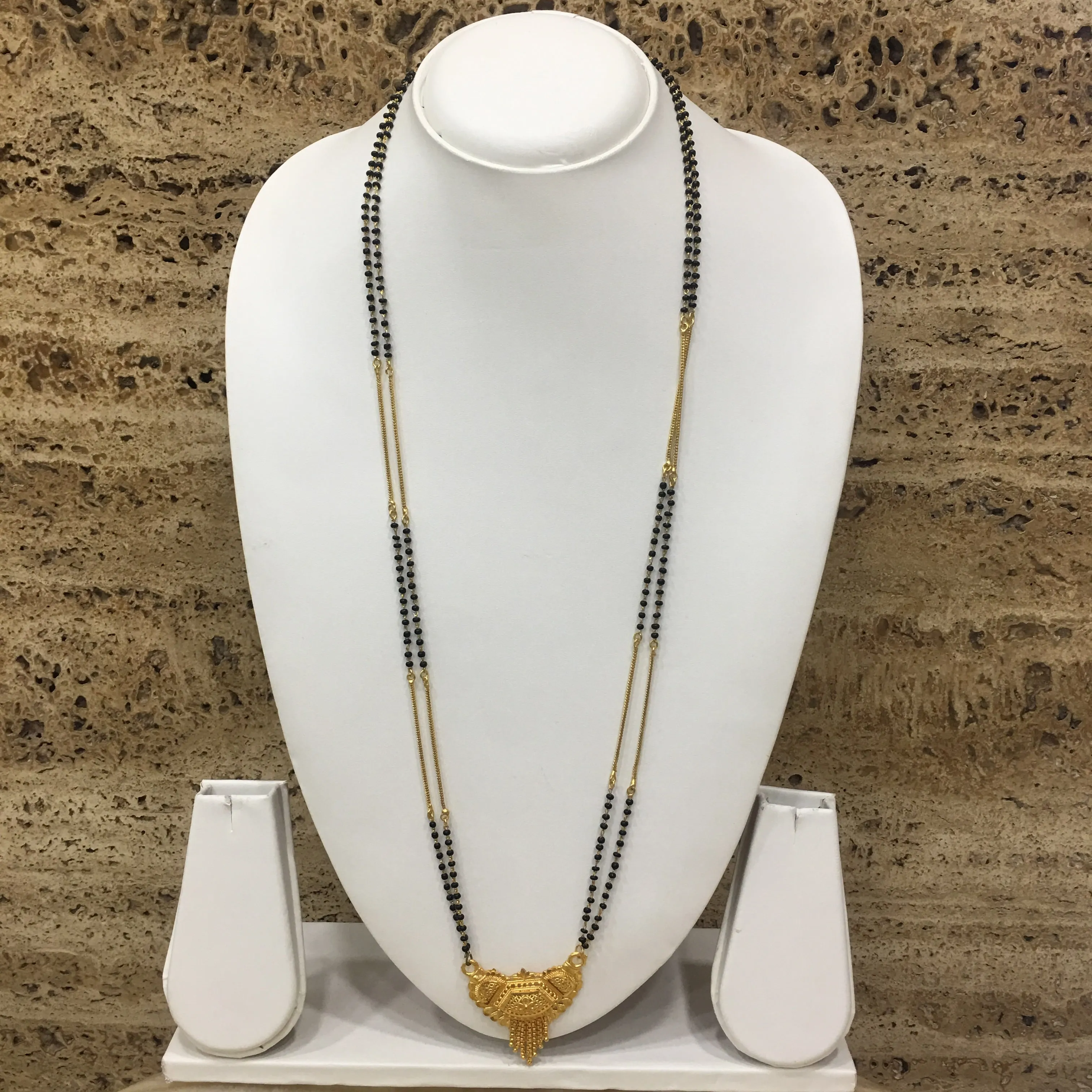 Long Mangalsutra Designs Gold Plated Latest Pendant 2 Line Traditional Mangalsutra