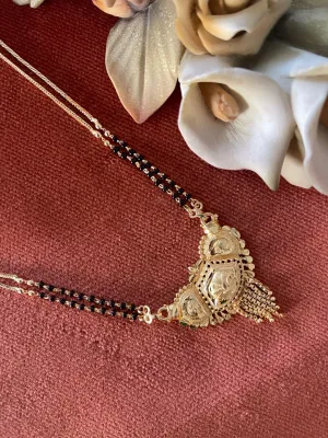 Long Mangalsutra Designs Gold Plated Latest Pendant 2 Line Traditional Mangalsutra