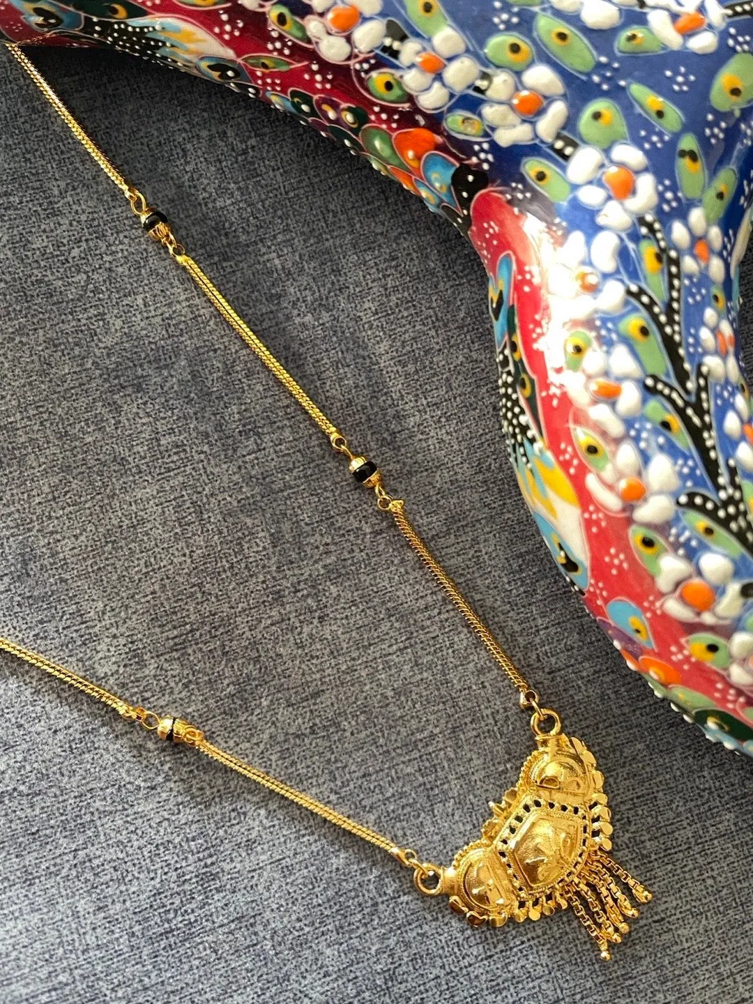Long Mangalsutra Designs Gold Plated Latest Traditional Single Layer Chain Mangalsutra