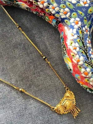 Long Mangalsutra Designs Gold Plated Latest Traditional Single Layer Chain Mangalsutra