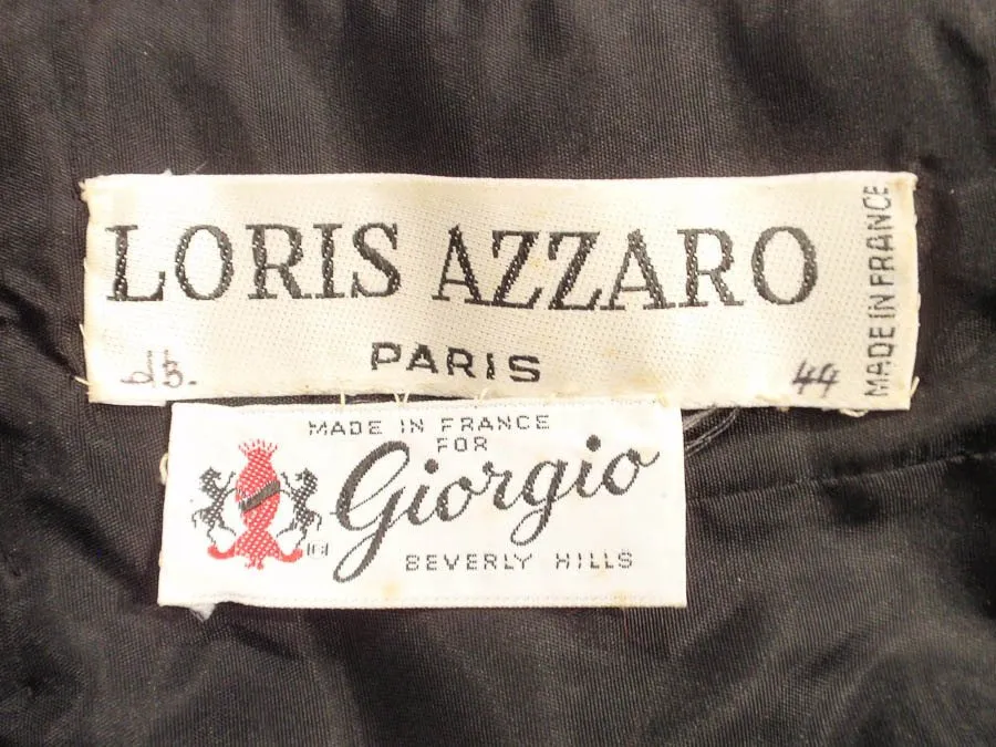 LORIS AZZARO 1980s Black Taffeta & Lace Gown
