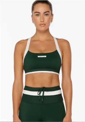 Lorna Jane Get On The Green Rib Sports Bra - Dark Green