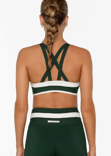 Lorna Jane Get On The Green Rib Sports Bra - Dark Green