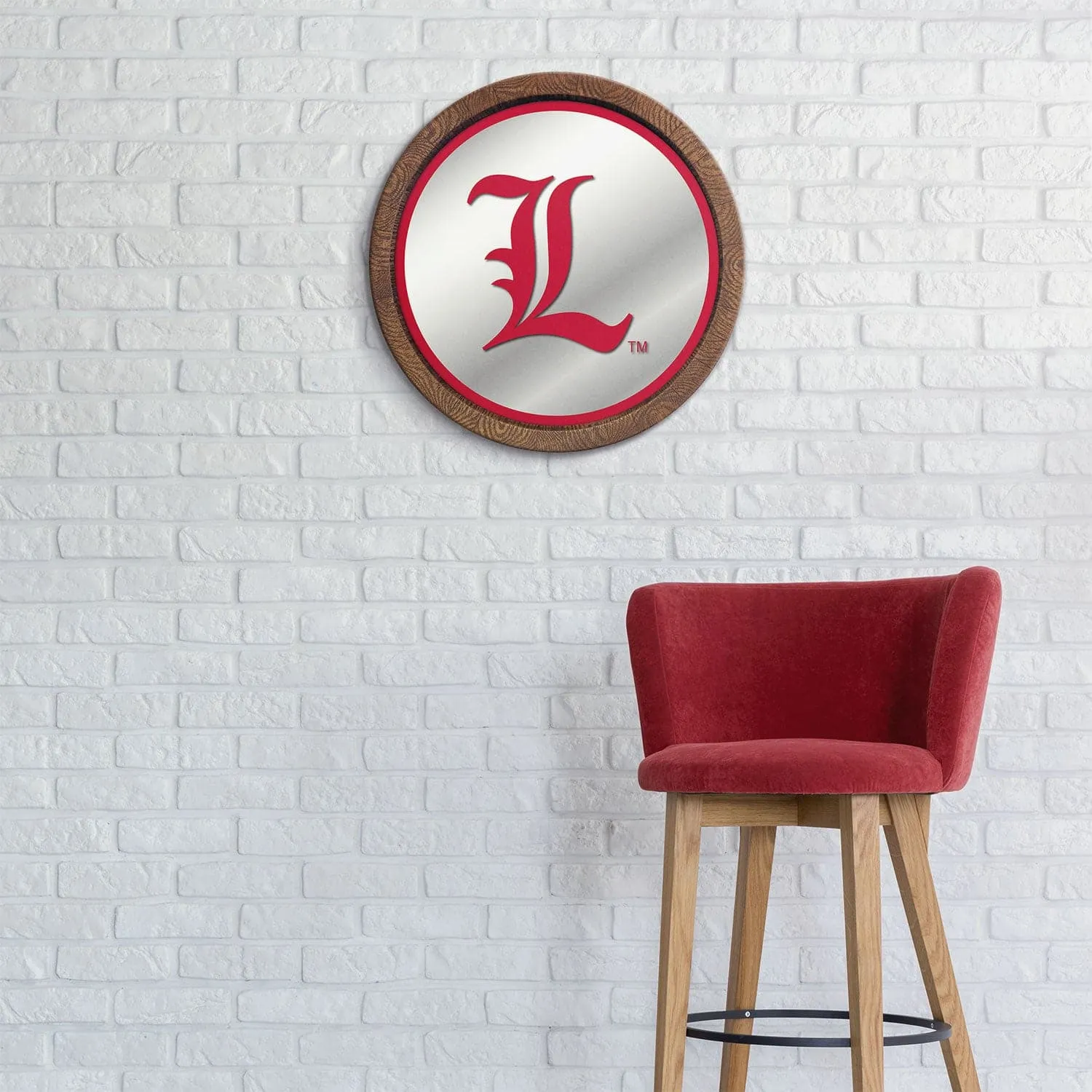 Louisville Cardinals: L - "Faux" Barrel Top Mirrored Wall Sign
