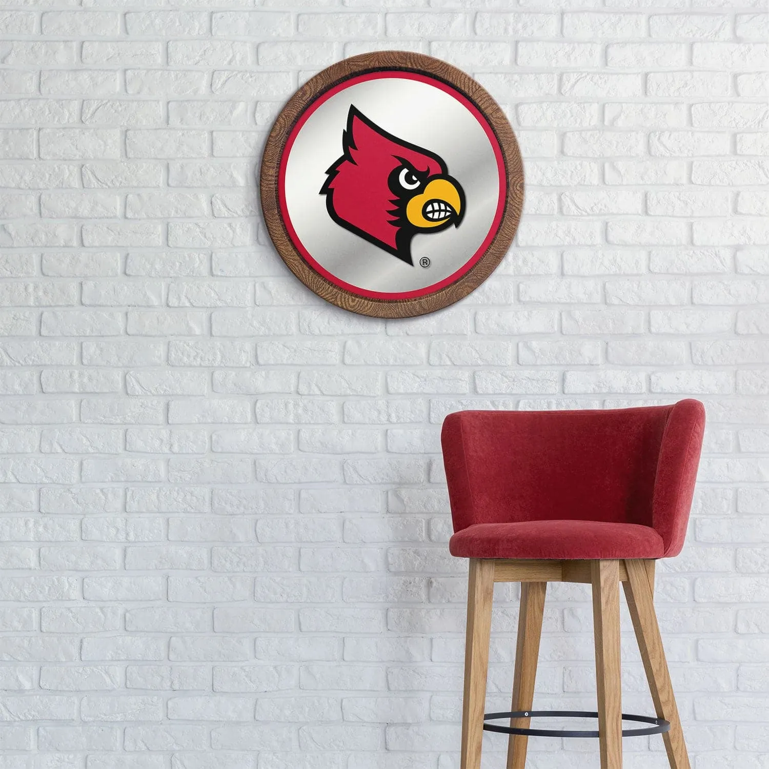 Louisville Cardinals: "Faux" Barrel Top Mirrored Wall Sign