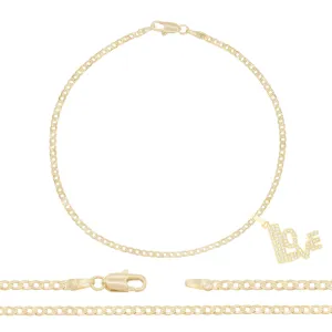 Love Pendant 14K Anklet Gold Filled Cubic Zirconia 10" Women Jewelry
