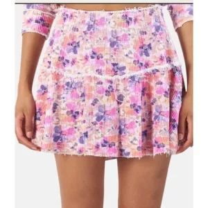 LoveShackFancy Desta Mini Skirt Pink Purple Mauve Sunset Retail $225  Style M
