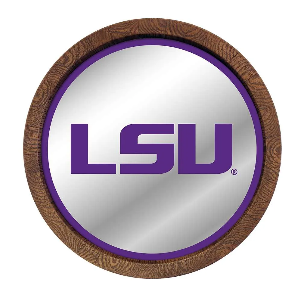 LSU Tigers: "Faux" Barrel Top Mirrored Wall Sign