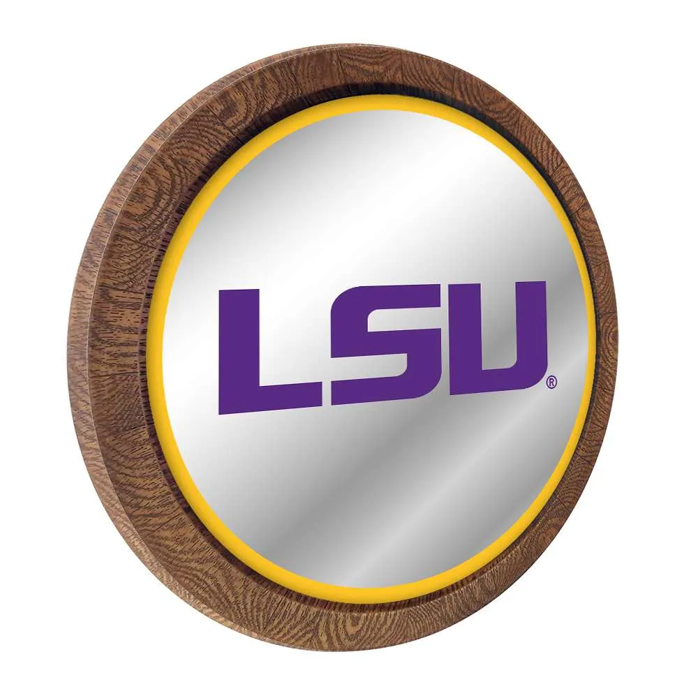 LSU Tigers: "Faux" Barrel Top Mirrored Wall Sign