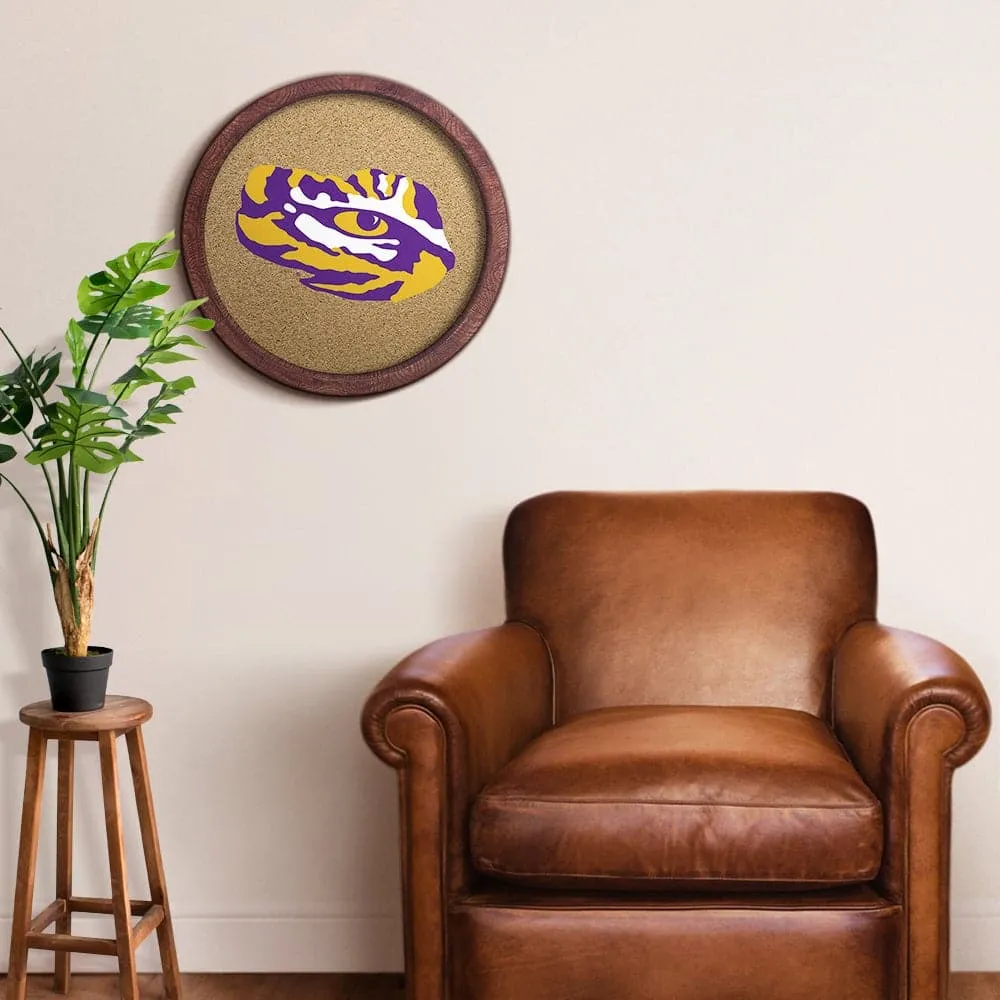 LSU Tigers: Tiger Eye - "Faux" Barrel Framed Cork Board