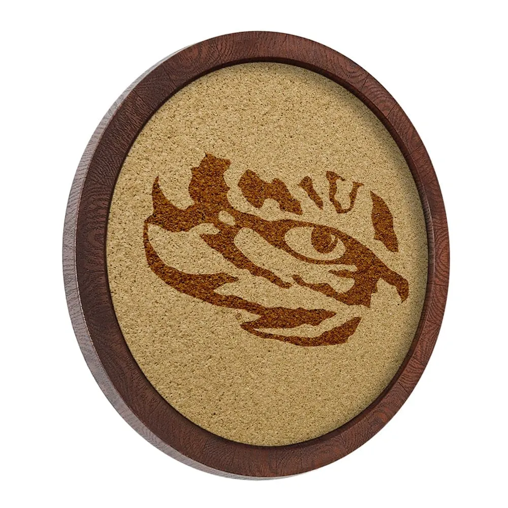 LSU Tigers: Tiger Eye - "Faux" Barrel Framed Cork Board