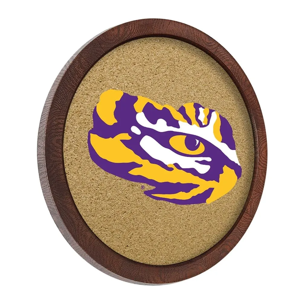 LSU Tigers: Tiger Eye - "Faux" Barrel Framed Cork Board