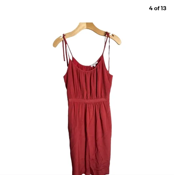 Madewell 100% Silk Pocketed Skyway Cami Dress Red Orange Size 6 NWOT