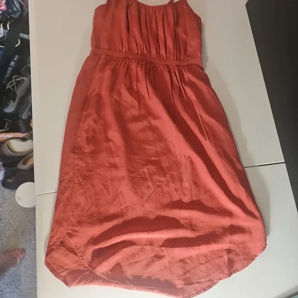 Madewell 100% Silk Pocketed Skyway Cami Dress Red Orange Size 6 NWOT