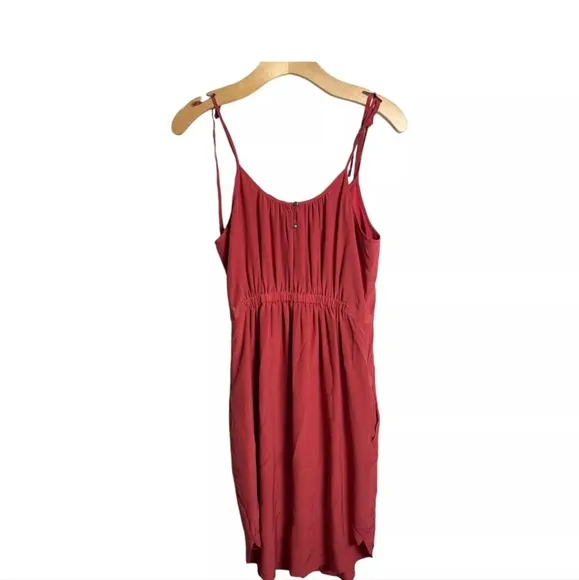 Madewell 100% Silk Pocketed Skyway Cami Dress Red Orange Size 6 NWOT