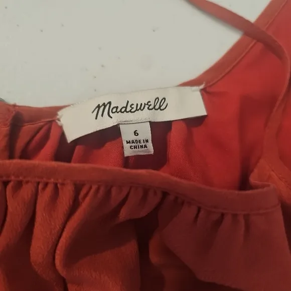 Madewell 100% Silk Pocketed Skyway Cami Dress Red Orange Size 6 NWOT