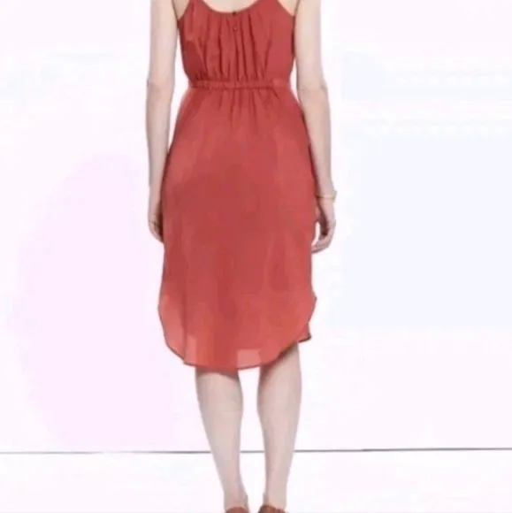 Madewell 100% Silk Pocketed Skyway Cami Dress Red Orange Size 6 NWOT