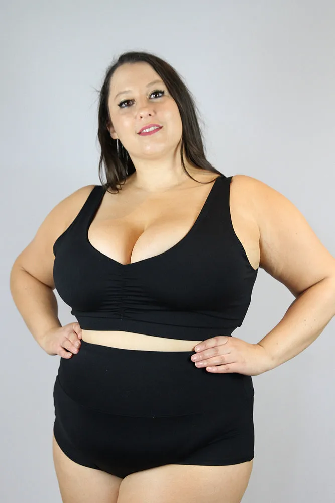Matte Black Sweet Scoop Plus Size Sports Bra